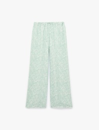 Rahat Kesim Çiçek Desenli Beli Bağcıklı Viskon Pijama Altı