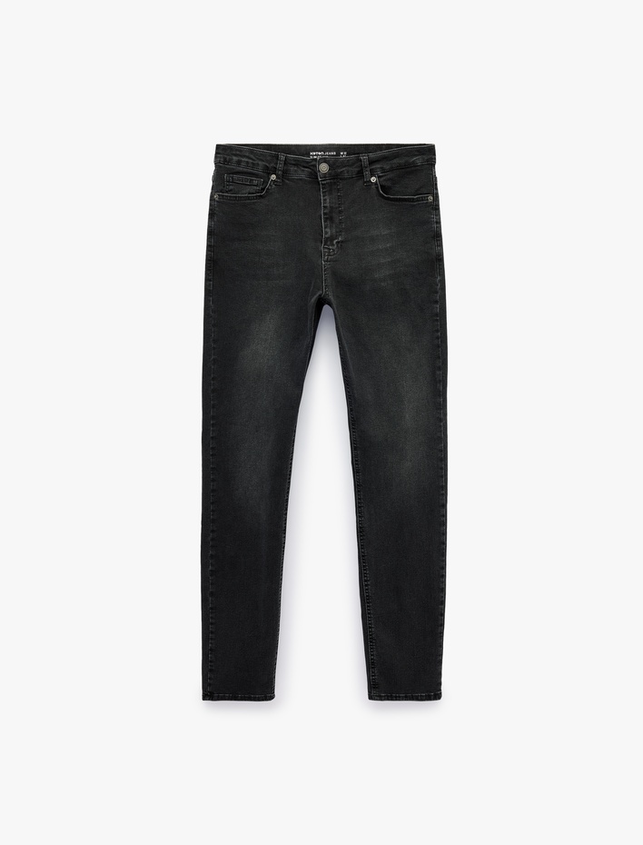  Pamuklu Normal Bel Cepli Slim Fit Jean Pantolon - Slim Fit Jeans