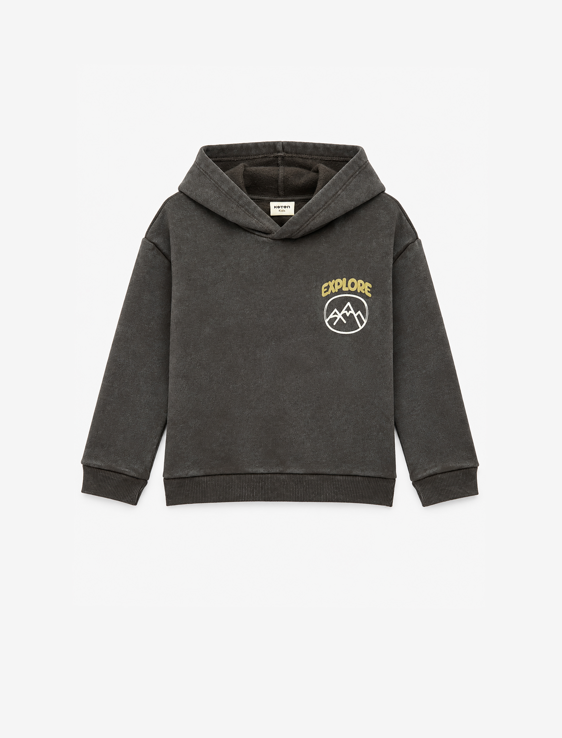  Erkek Bebek Baskılı Şardonlu Uzun Kollu Kapşonlu Oversize Sweatshirt