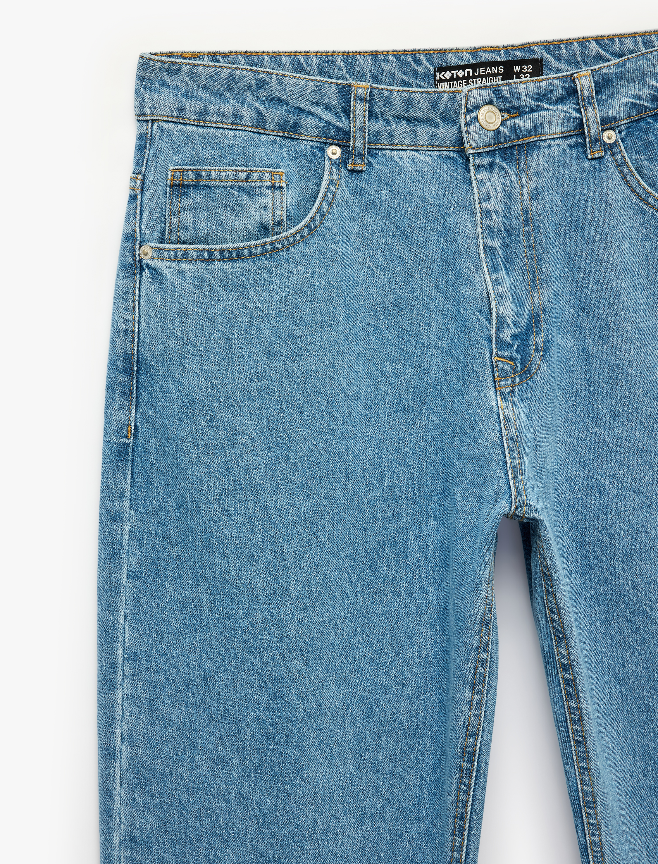   Pamuklu Normal Bel 5 Cepli Jean Pantolon - Vintage Straight Fit Jean