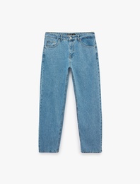 Pamuklu Normal Bel 5 Cepli Jean Pantolon - Vintage Straight Fit Jean
