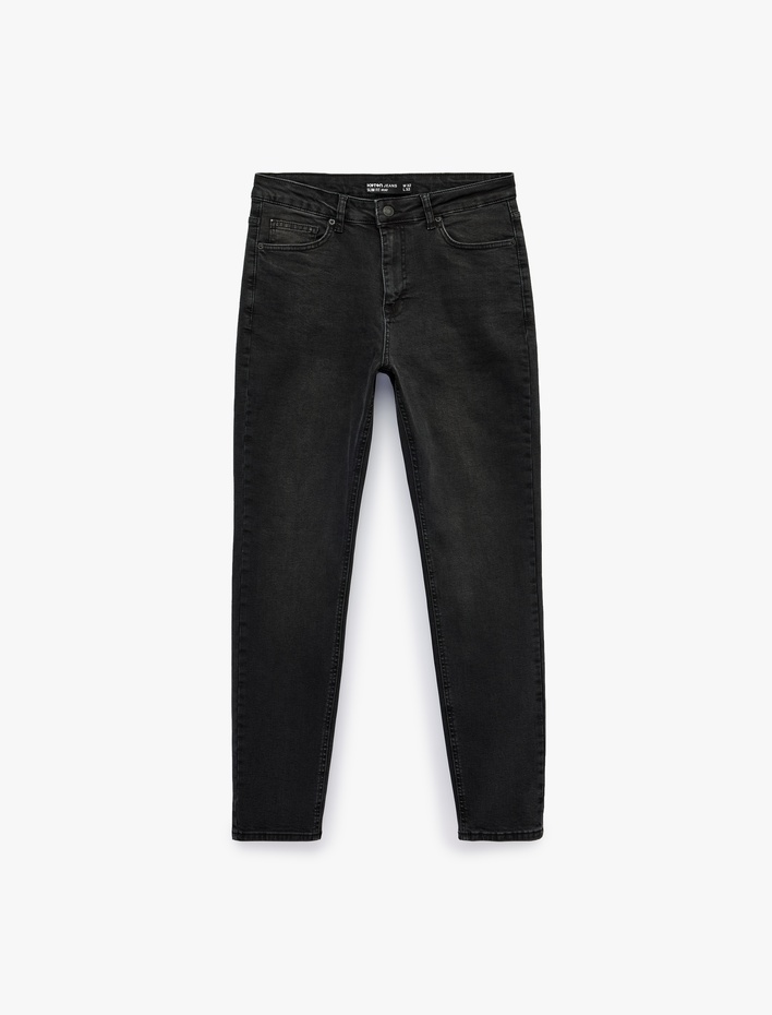  Pamuklu Normal Bel Beş Cepli Slim Fit Jean Pantolon - Slim Fit Jeans