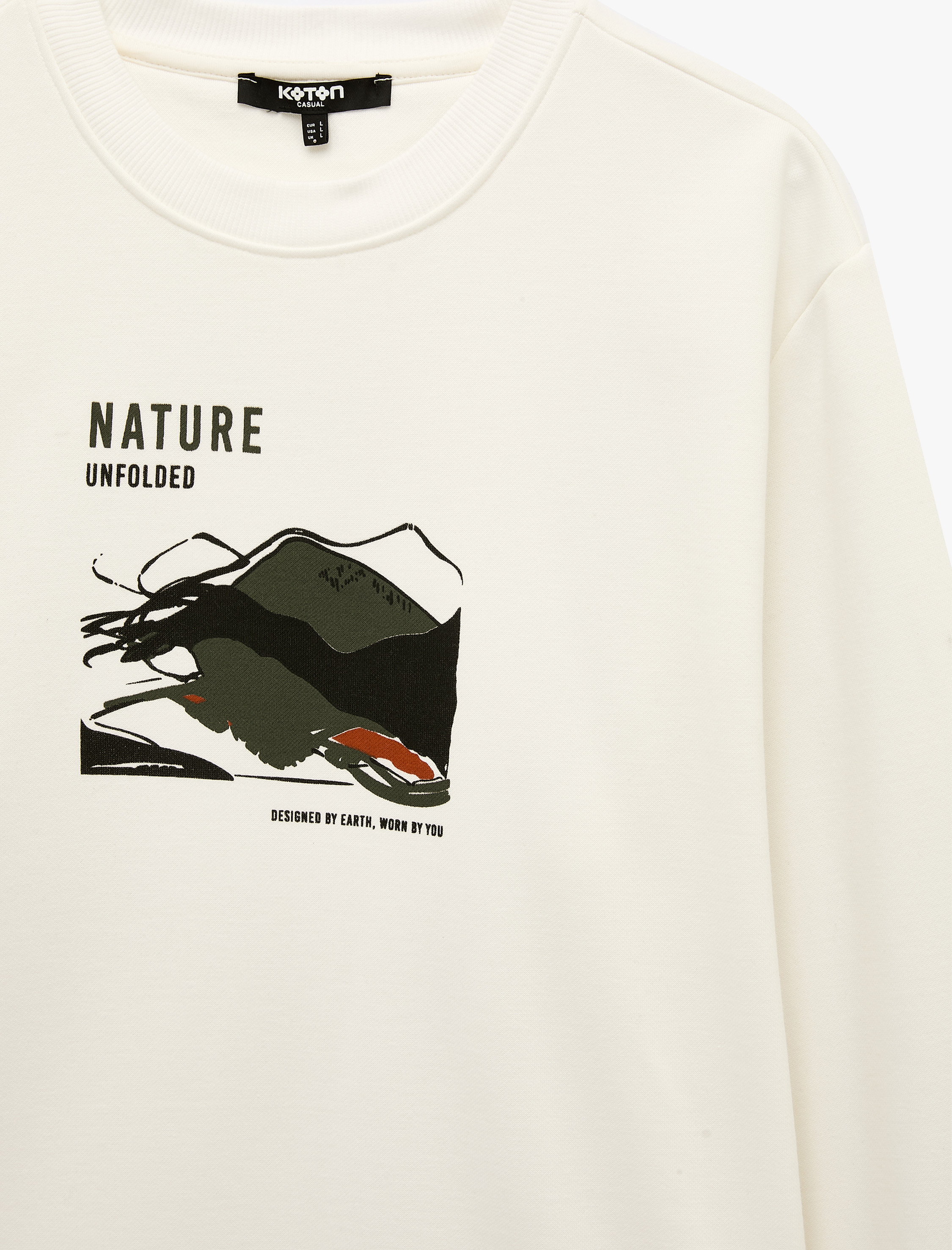   Bisiklet Yaka Uzun Kollu Şardonlu Baskılı Sweatshirt