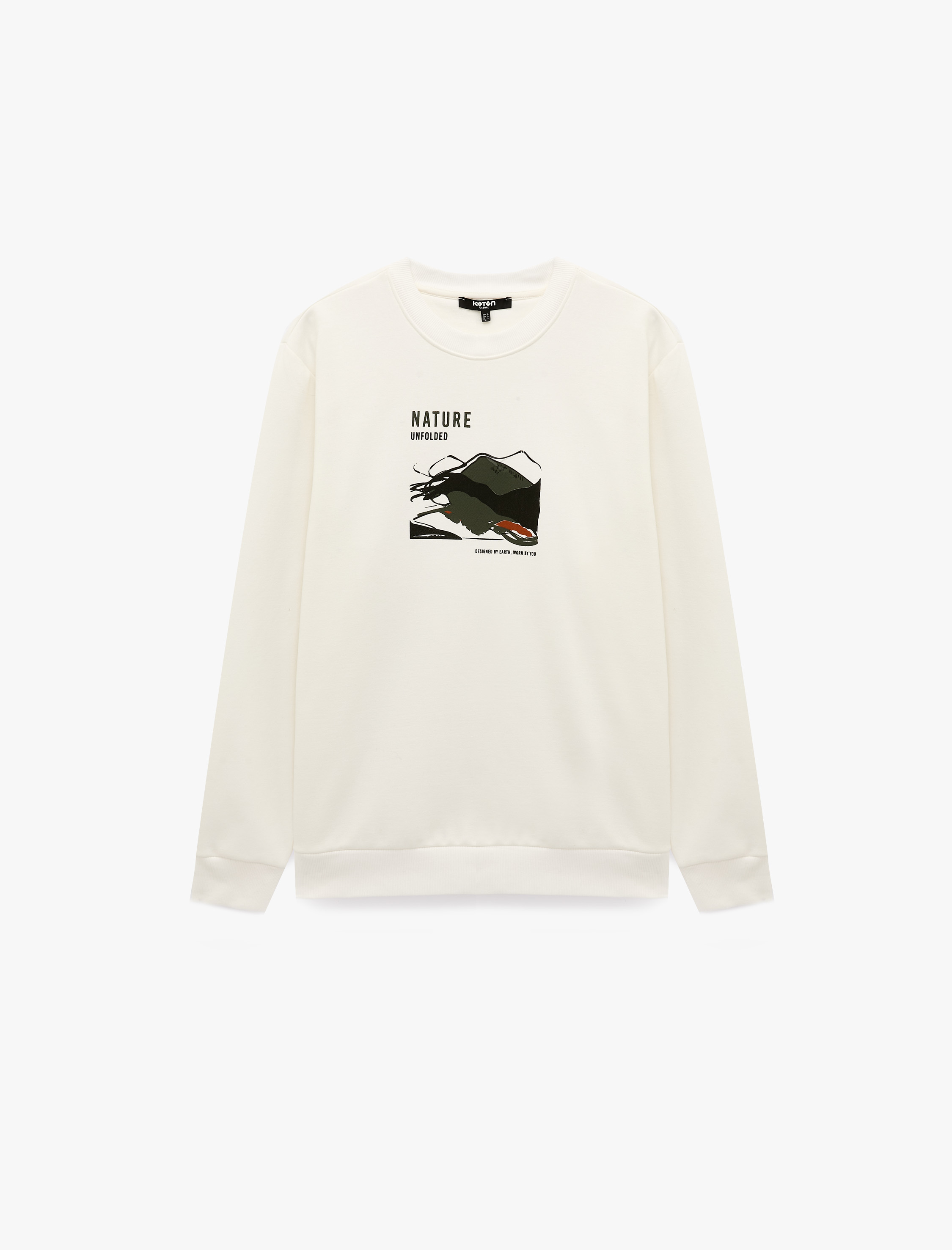   Bisiklet Yaka Uzun Kollu Şardonlu Baskılı Sweatshirt