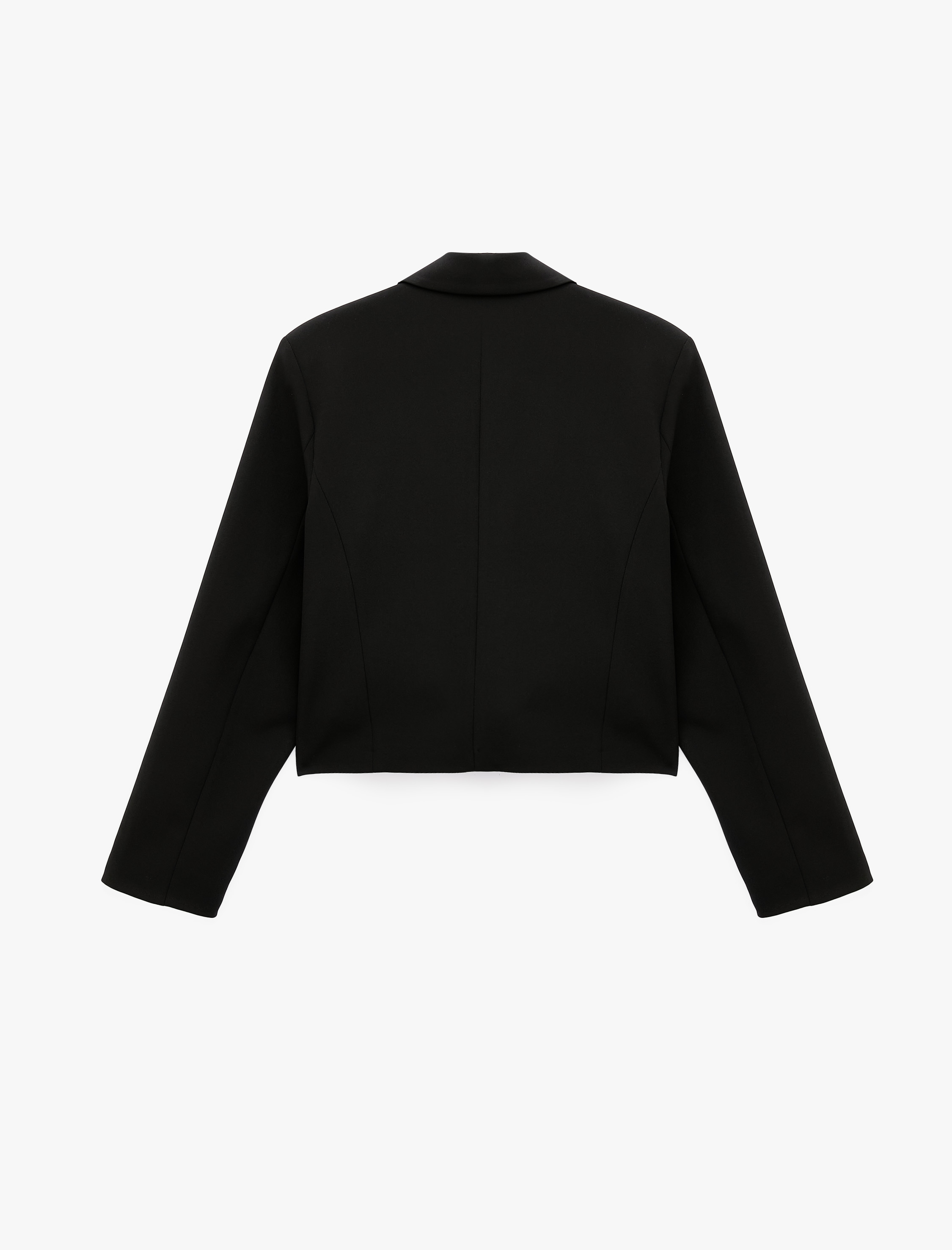  Klasik Yaka Uzun Kollu Crop Blazer Ceket