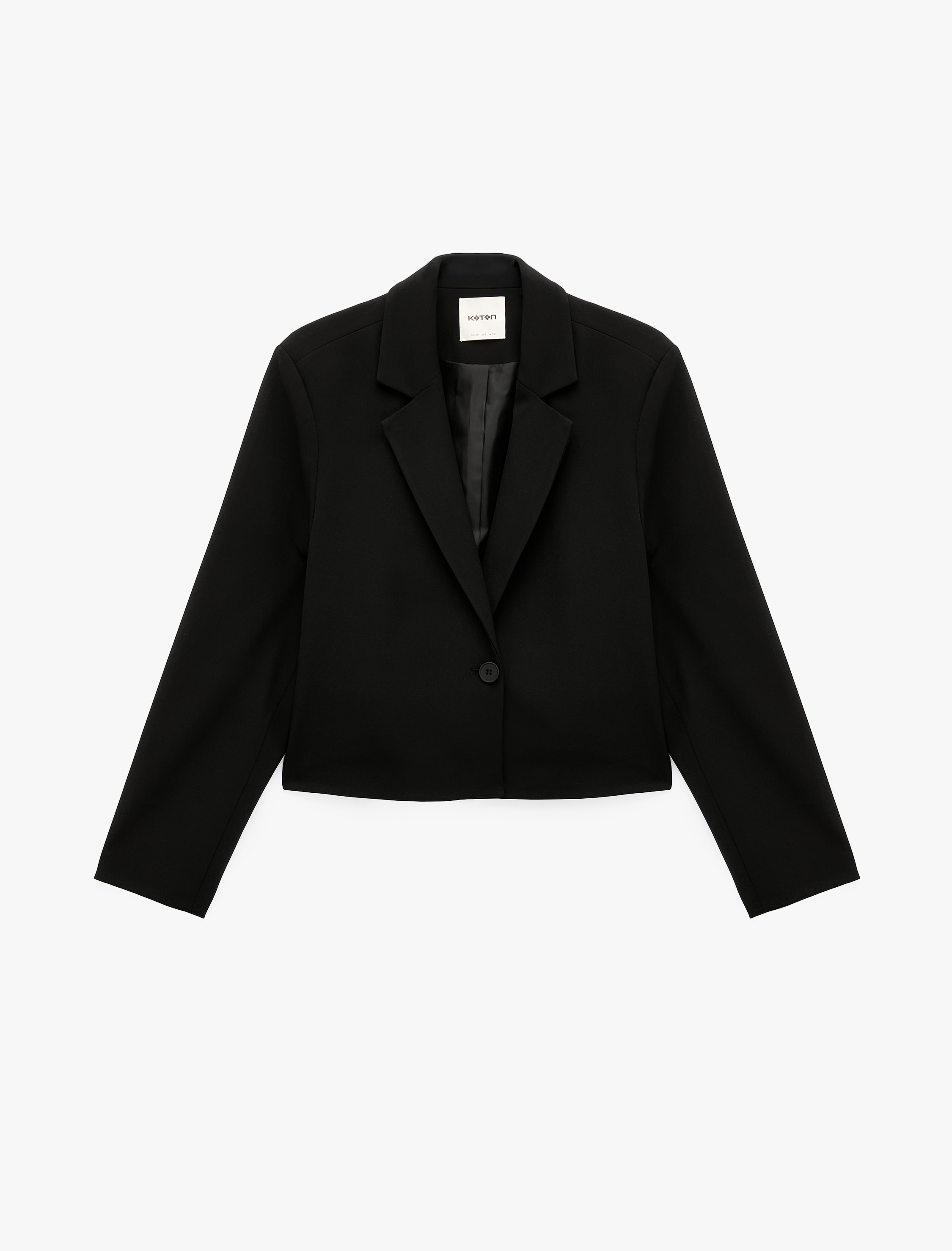   Klasik Yaka Uzun Kollu Crop Blazer Ceket