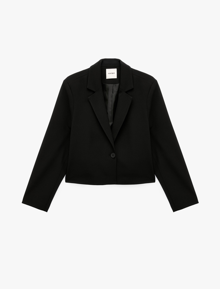  Klasik Yaka Uzun Kollu Crop Blazer Ceket