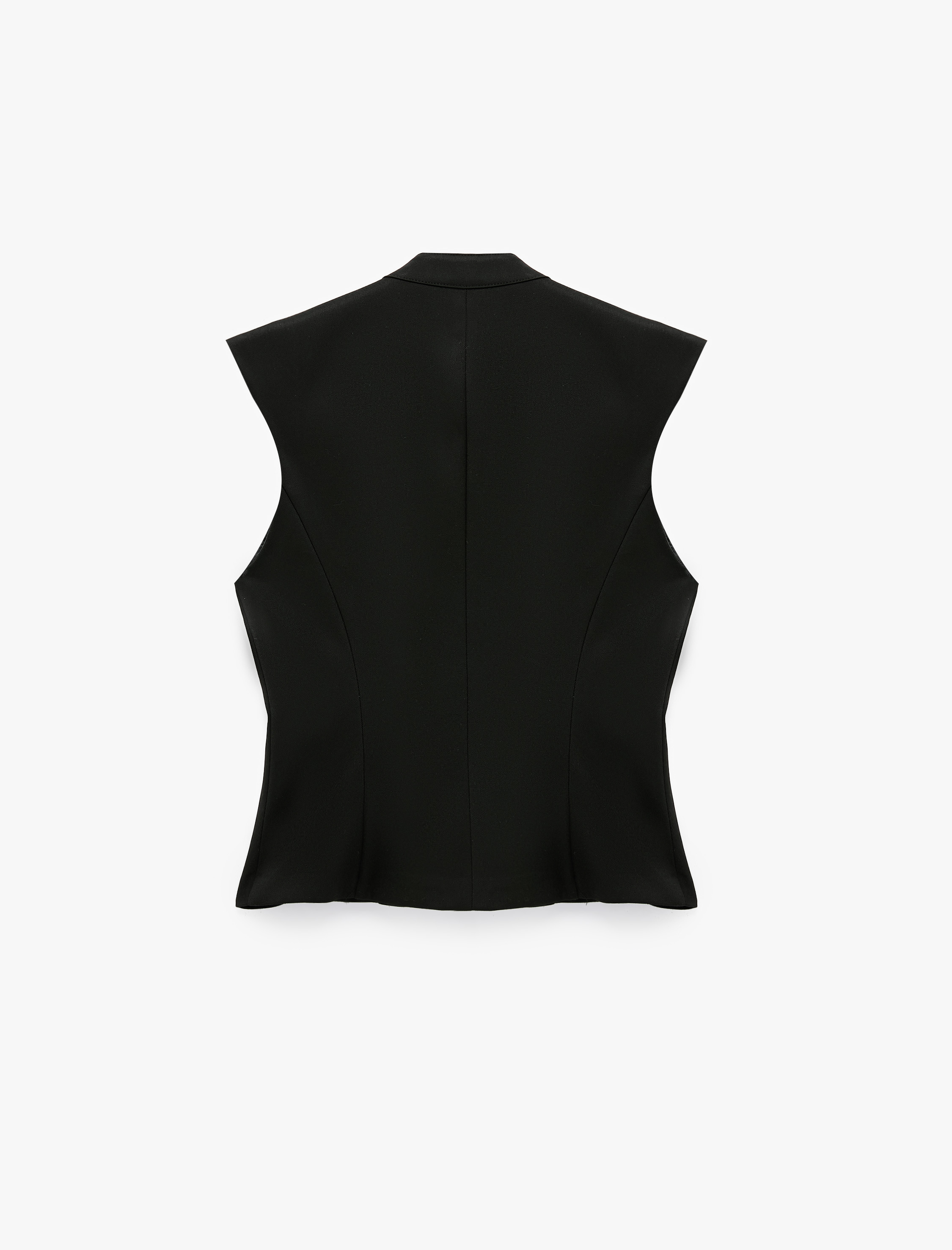   Pencere Detaylı Metal Düğmeli Qipao Yaka Kolsuz Bluz