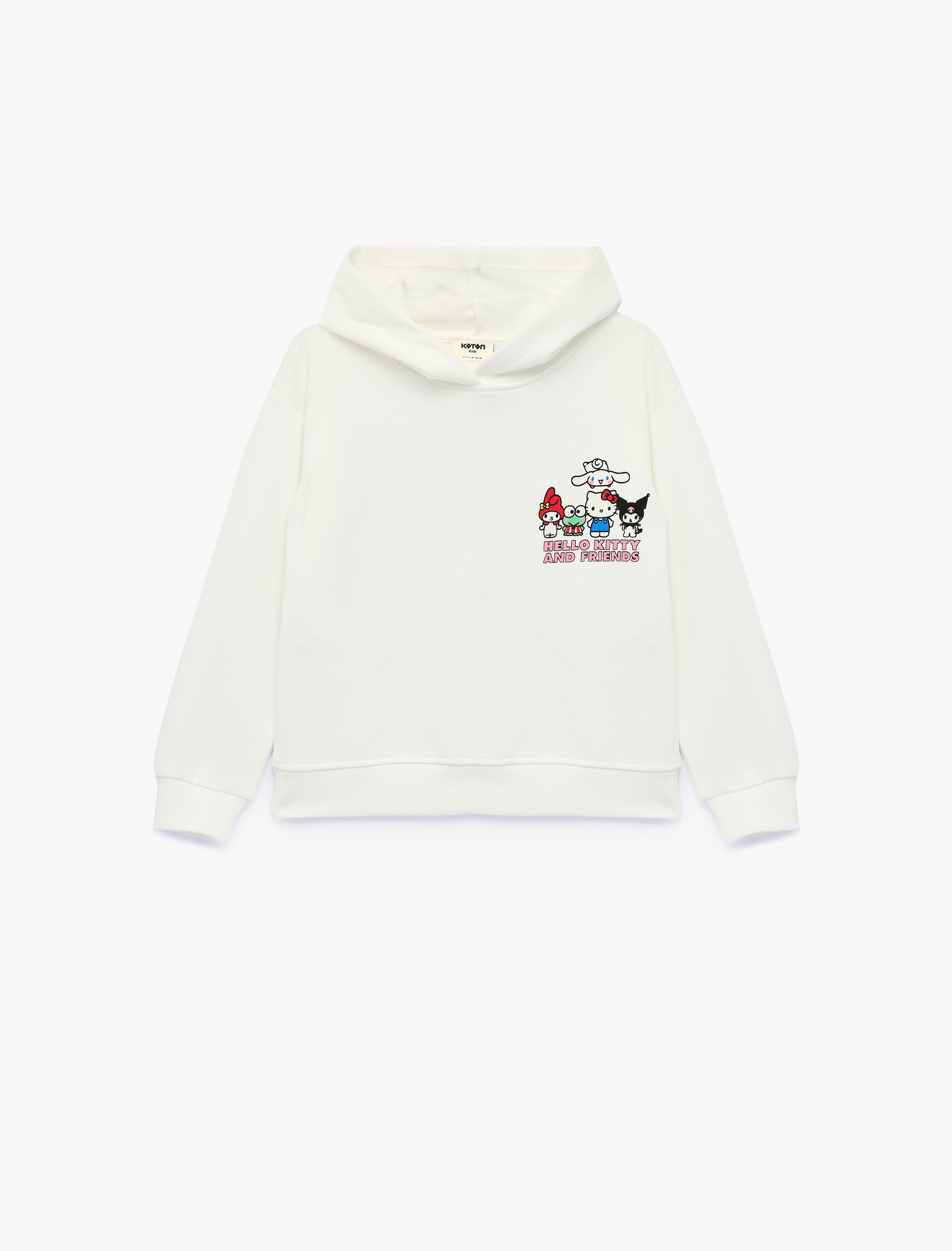  Kız Çocuk Hello Kitty Baskılı Şardonlu Uzun Kollu Lisanslı Kapşonlu Sweatshirt