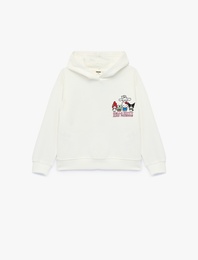 Hello Kitty Baskılı Şardonlu Uzun Kollu Lisanslı Kapşonlu Sweatshirt