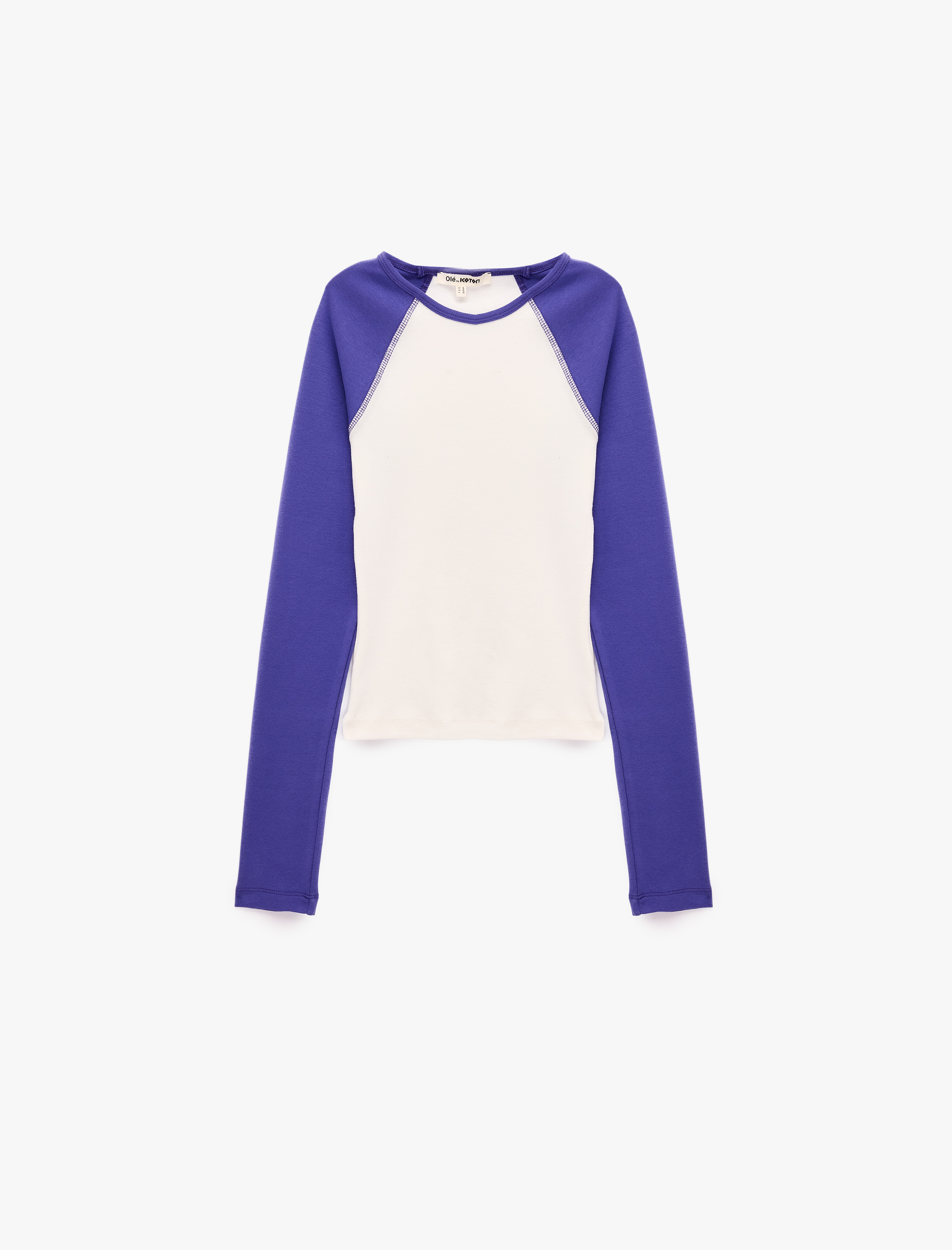   Slim Fit Pamuklu Reglan Kollu Bisiklet Yaka Basic Tişört