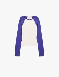 Slim Fit Pamuklu Reglan Kollu Bisiklet Yaka Basic Tişört