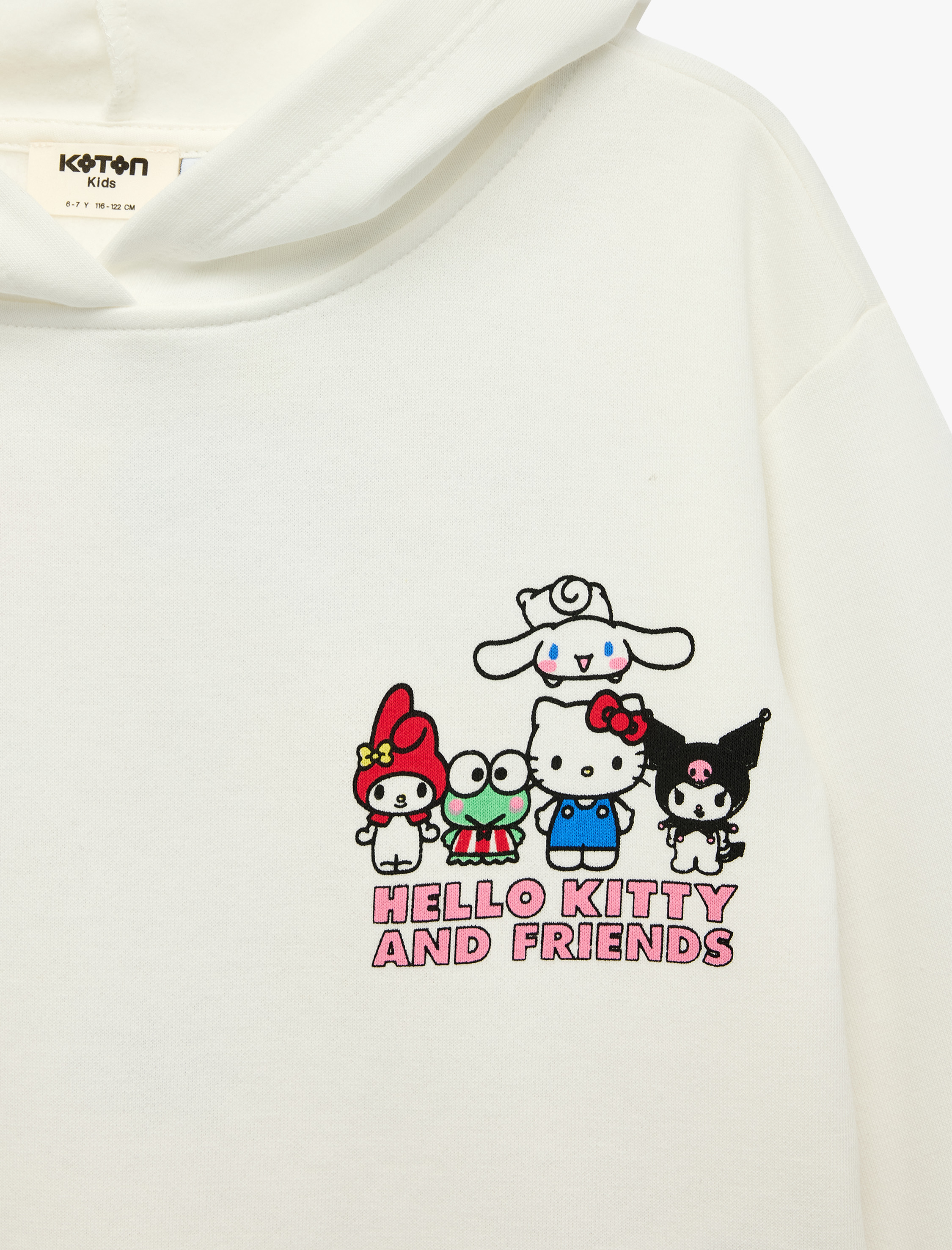  Kız Çocuk Hello Kitty Baskılı Şardonlu Uzun Kollu Lisanslı Kapşonlu Sweatshirt