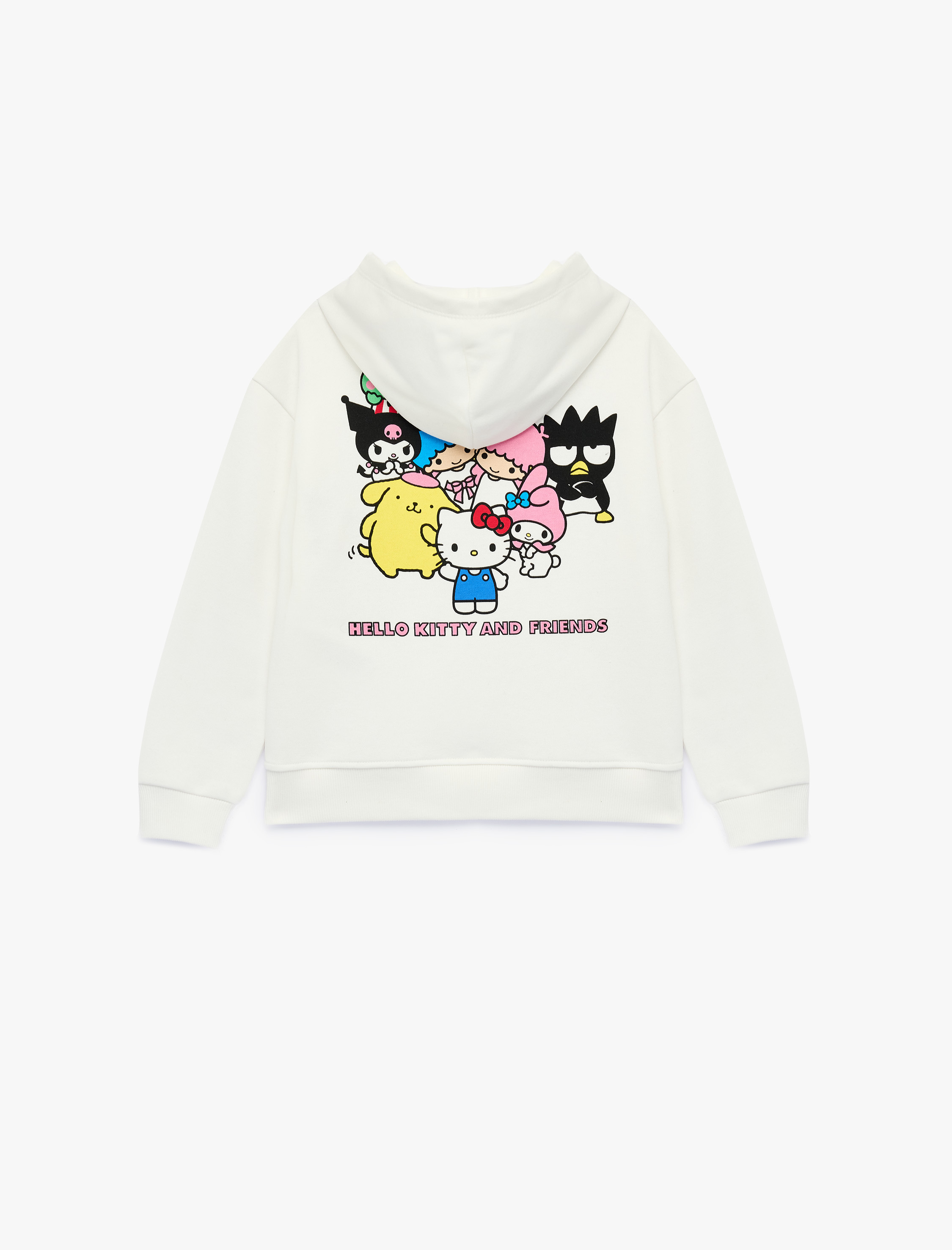  Kız Çocuk Hello Kitty Baskılı Şardonlu Uzun Kollu Lisanslı Kapşonlu Sweatshirt