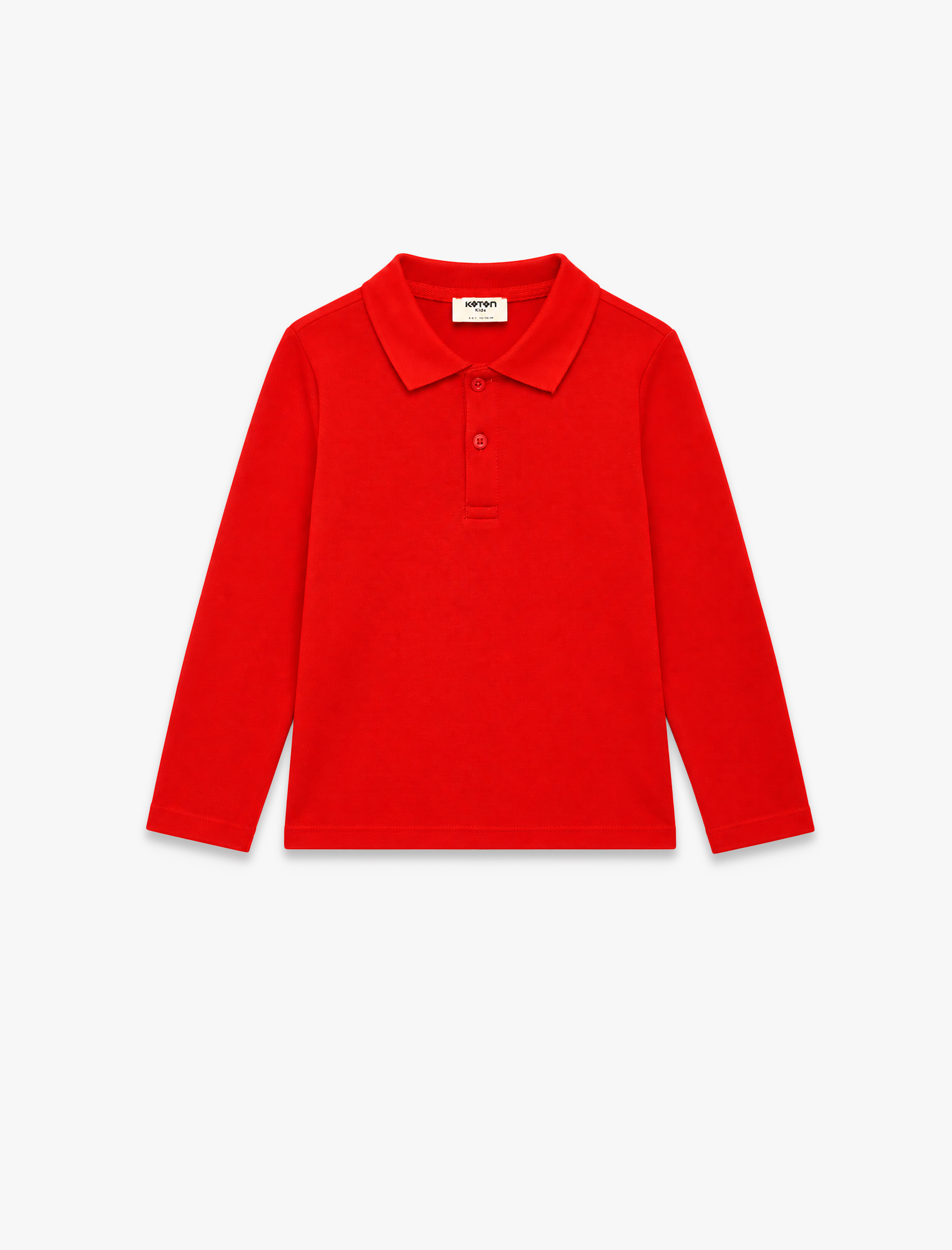  Kız Çocuk Uzun Kollu Pamuklu Basic Polo Yaka Tişört