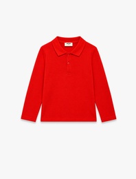 Uzun Kollu Pamuklu Basic Polo Yaka Tişört