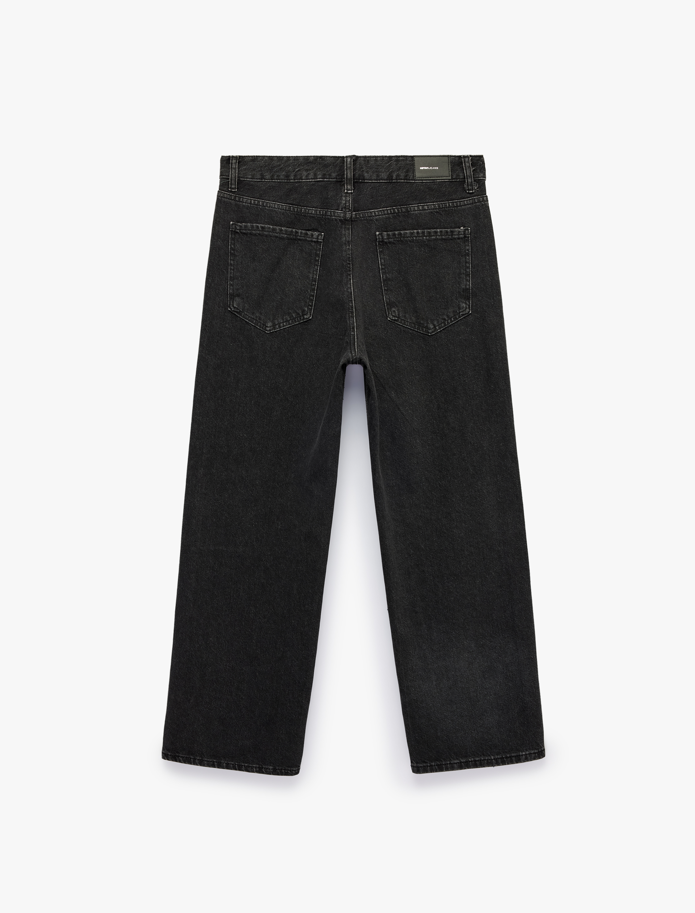   Pamuklu Cepli Düz Paça Normal Bel Taşlı Denim Pantolon - Straight Fit Jean