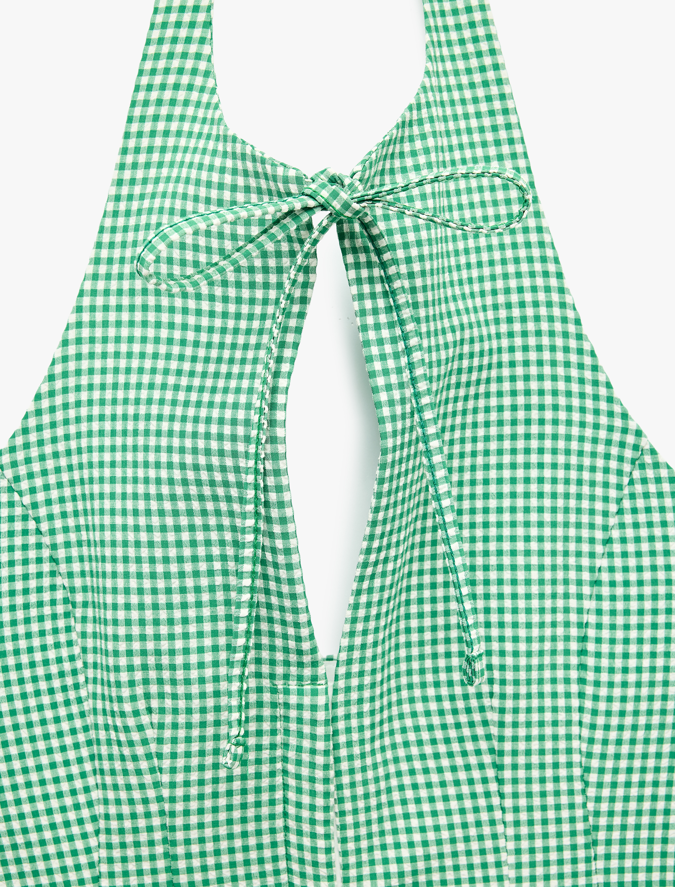   Slim Fit Fiyonklu Pötikareli Halter Yaka Üst