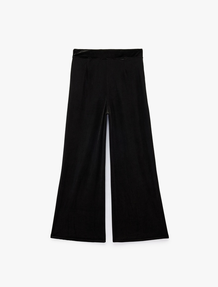  Cepli Straight Kesim Geniş Paça Kadife Pantolon