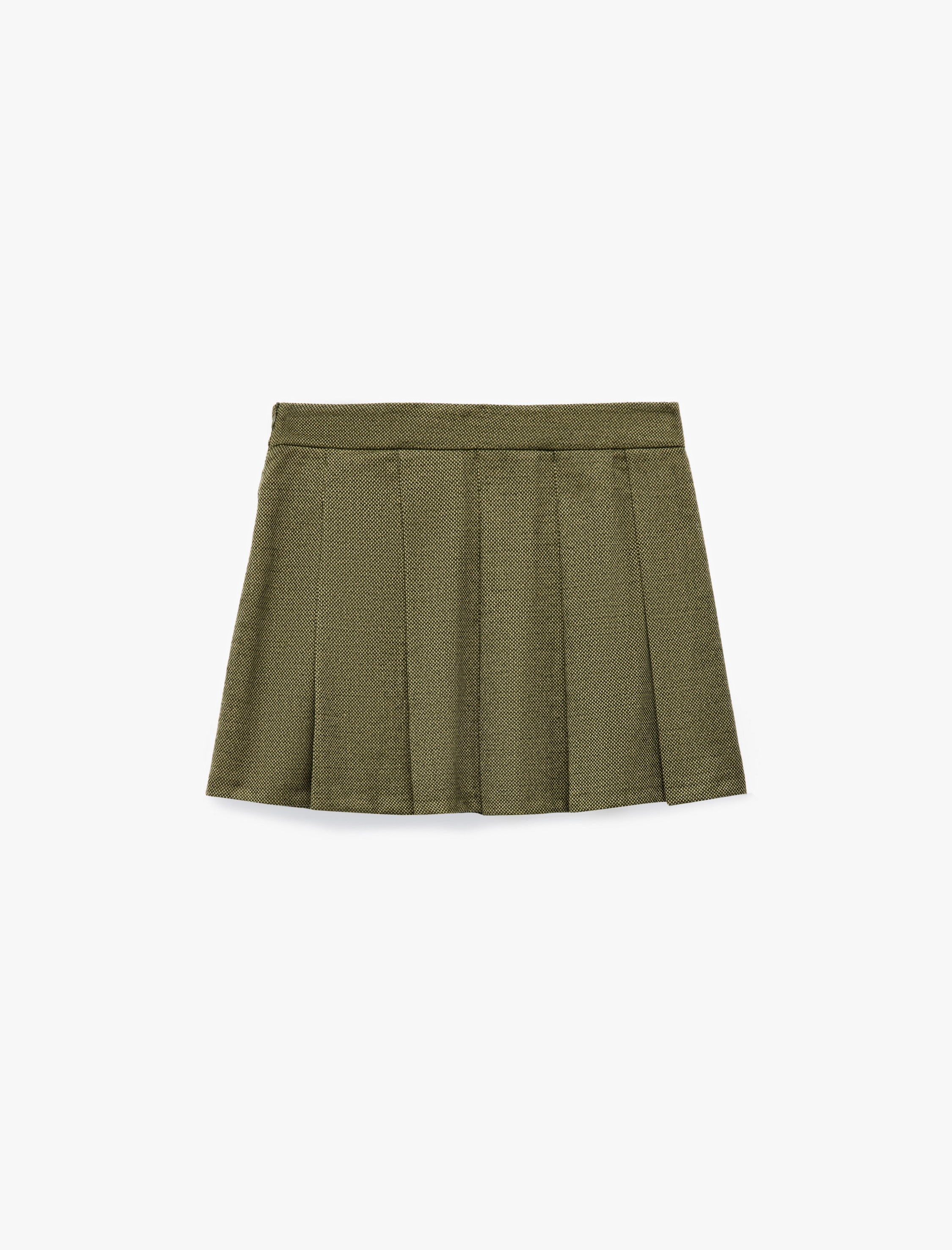   Slim Fit Kalın Pileli Mini Etek