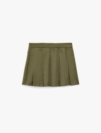 Slim Fit Kalın Pileli Mini Etek