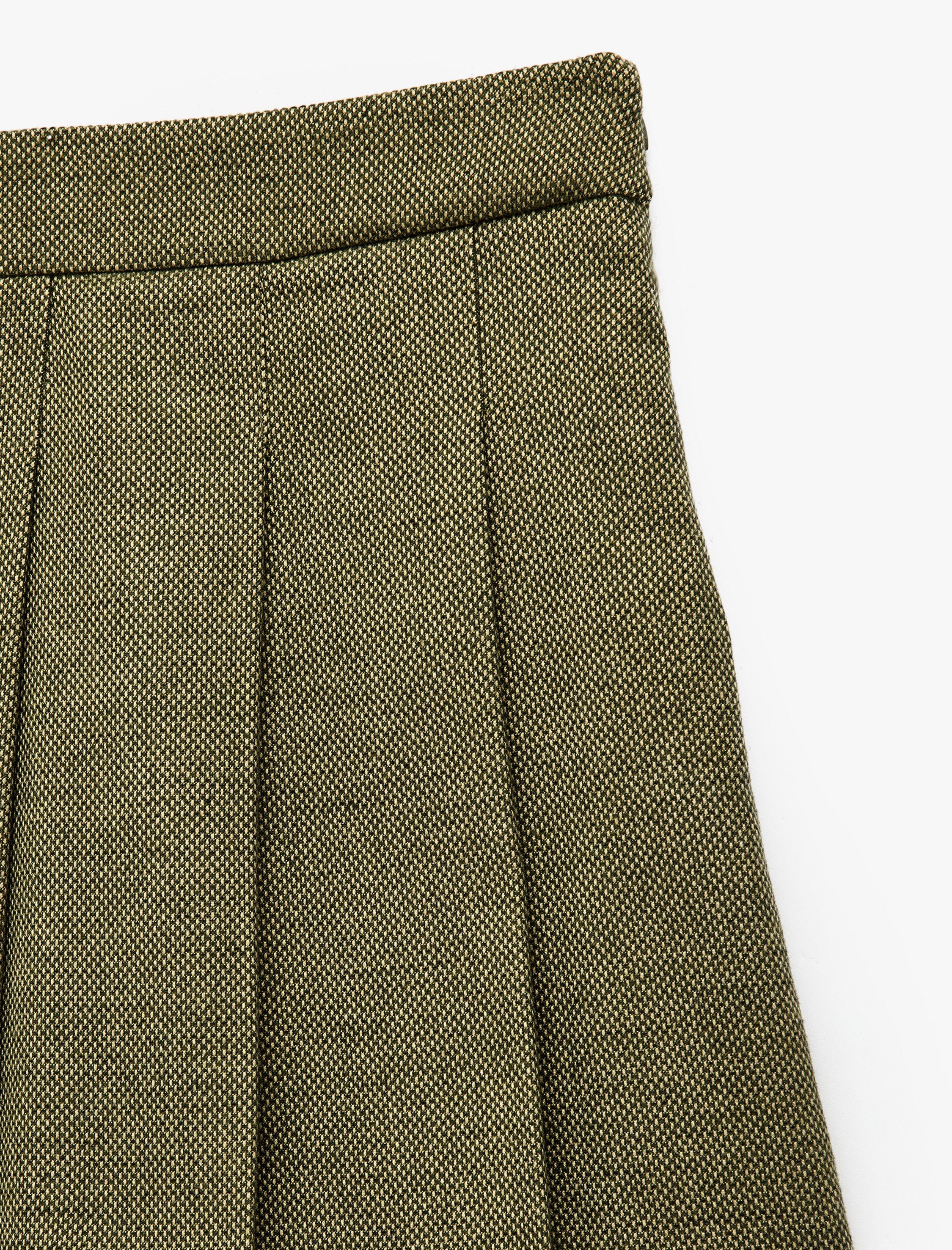   Slim Fit Kalın Pileli Mini Etek