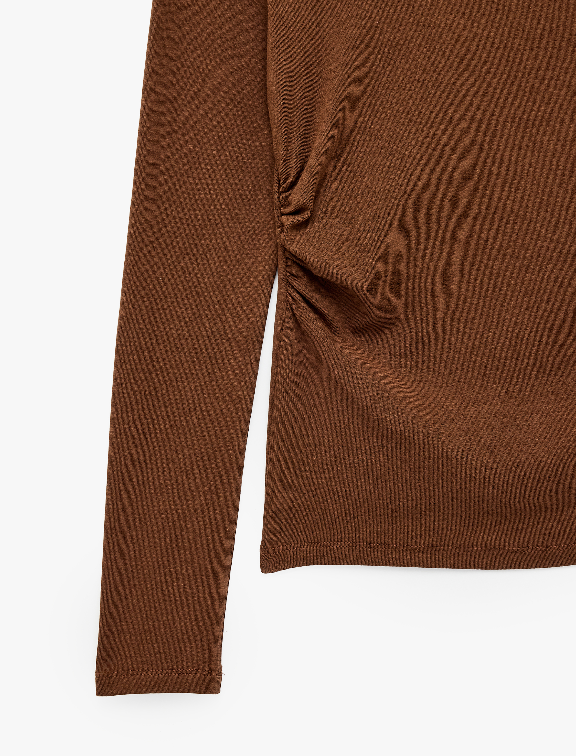   Pamuklu Slim Fit Geniş Yuvarlak Yaka Uzun Kollu Tişört