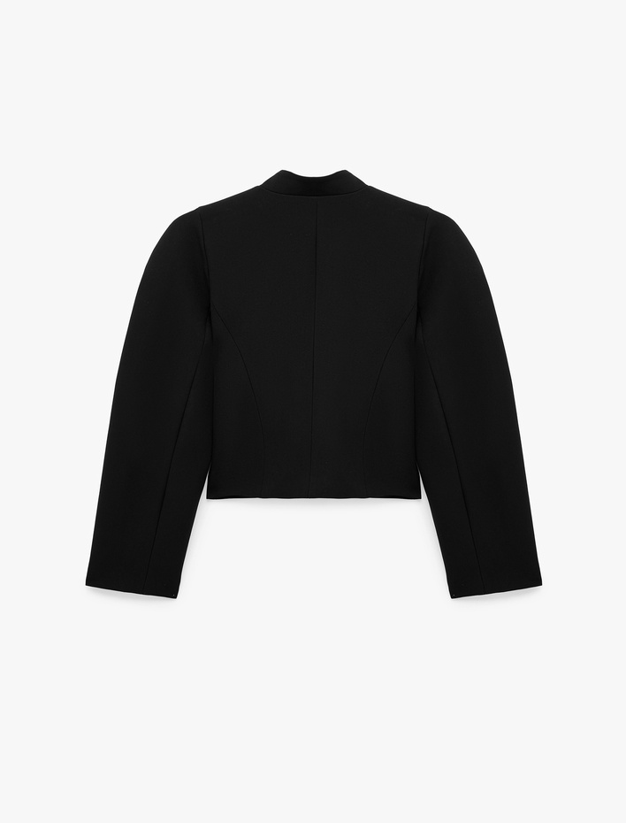  Süslü İşlemeli Mandarin Yaka Uzun Kollu Blazer Ceket