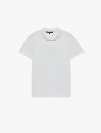Pamuklu Pike Kumaş Kısa Kollu Polo Yaka Baskılı Slim Fit Tişört
