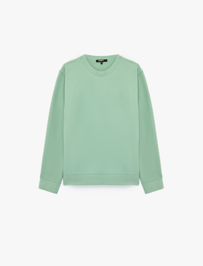  Uzun Kollu Bisiklet Yaka Basic Sweatshirt