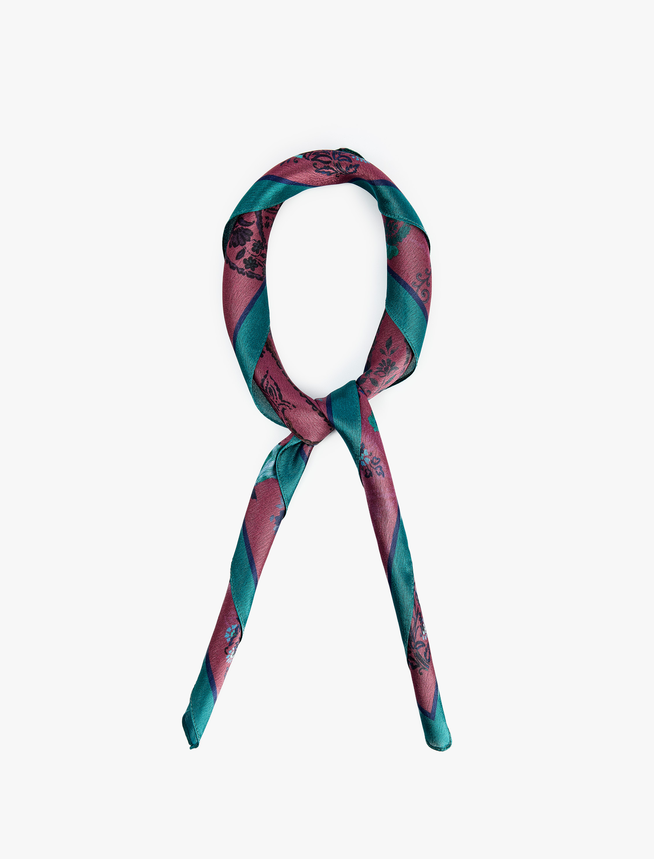  Kadın Saten Kumaş Çiçekli Kare Fular Bandana