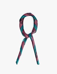 Saten Kumaş Çiçekli Kare Fular Bandana