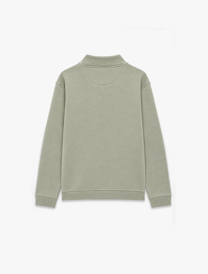  Şardonlu Regular Fit Uzun Kollu Fermuarlı Yaka Sweatshirt