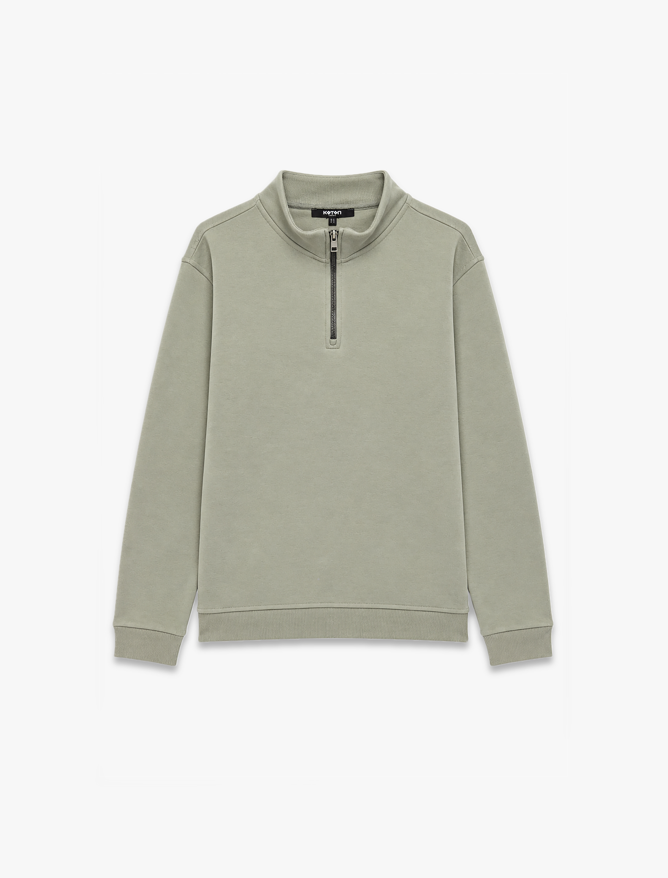   Şardonlu Regular Fit Uzun Kollu Fermuarlı Yaka Sweatshirt