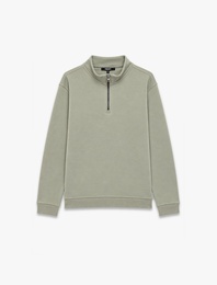 Şardonlu Regular Fit Uzun Kollu Fermuarlı Yaka Sweatshirt