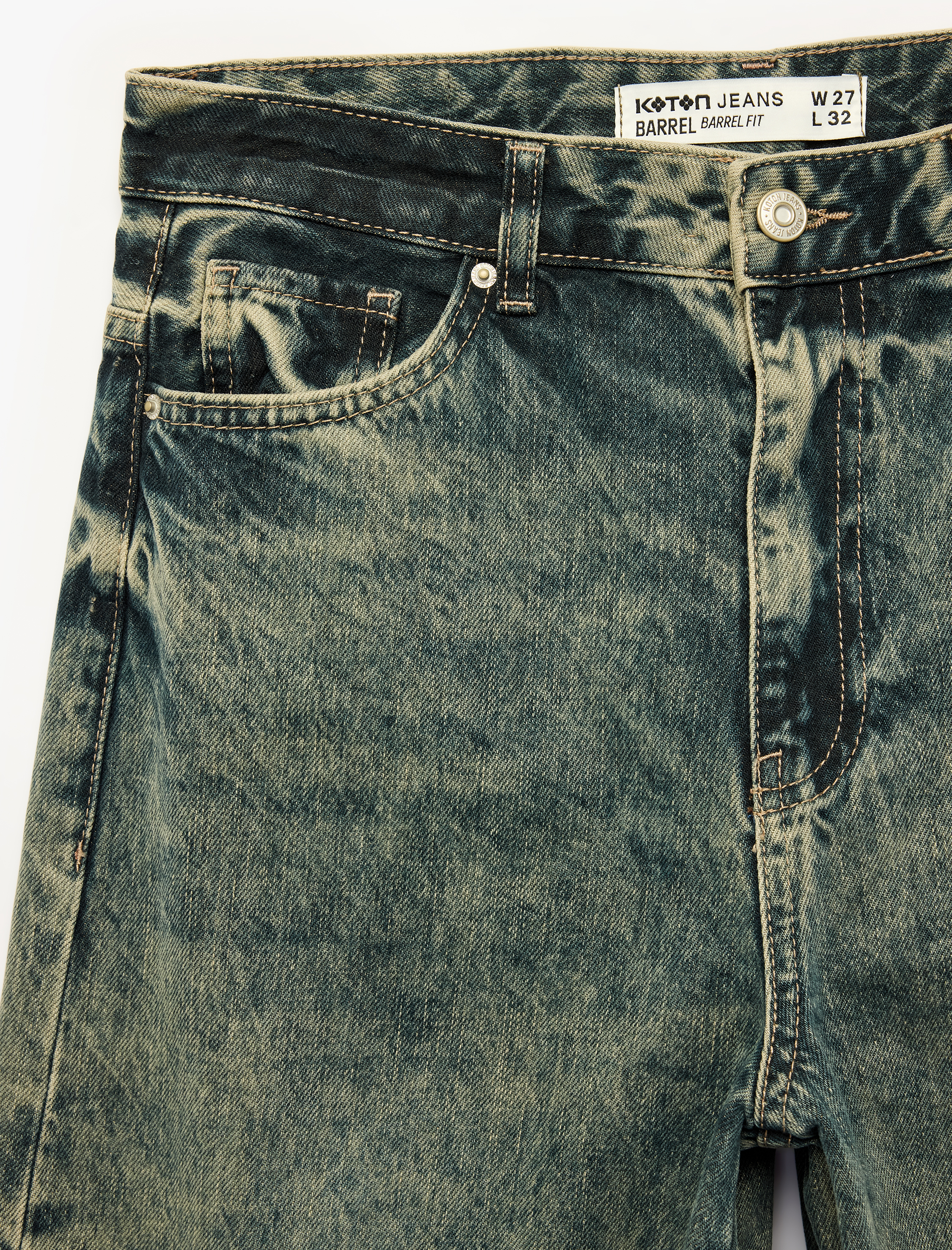   Cepli Düğmeli Normal Bel Rahat Kalıp Yıkamalı Balon Fit Barrel Denim Pantolon - Barrel Jeans