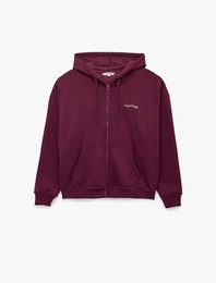 Pullu Payetli Dansçı Sweatshirt Melek Kanat Detaylı Kapüşonlu Rahat Kalıp Fermuarlı