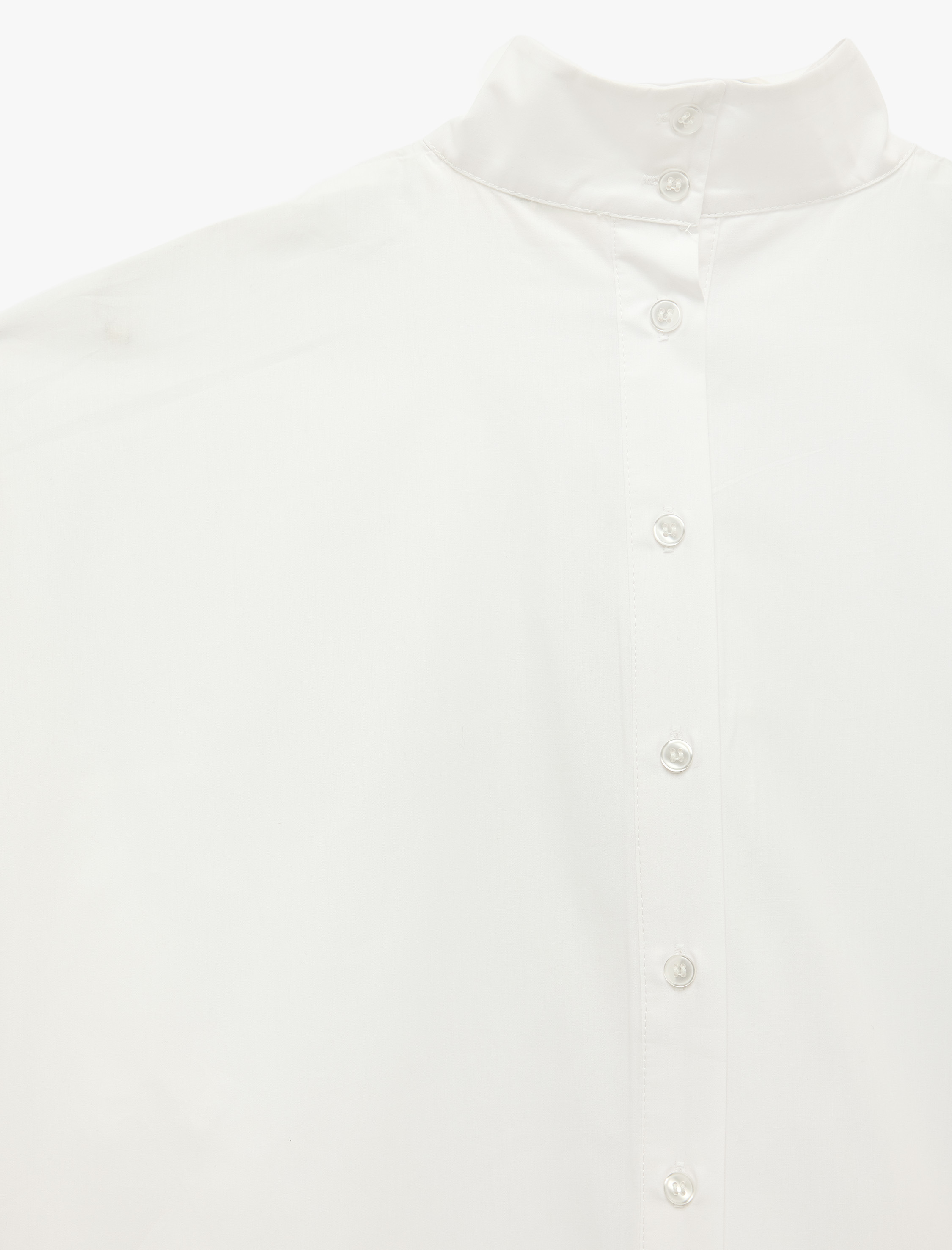   Pamuklu Dik Yaka Uzun Kollu Düğmeli Poplin Oversize Gömlek