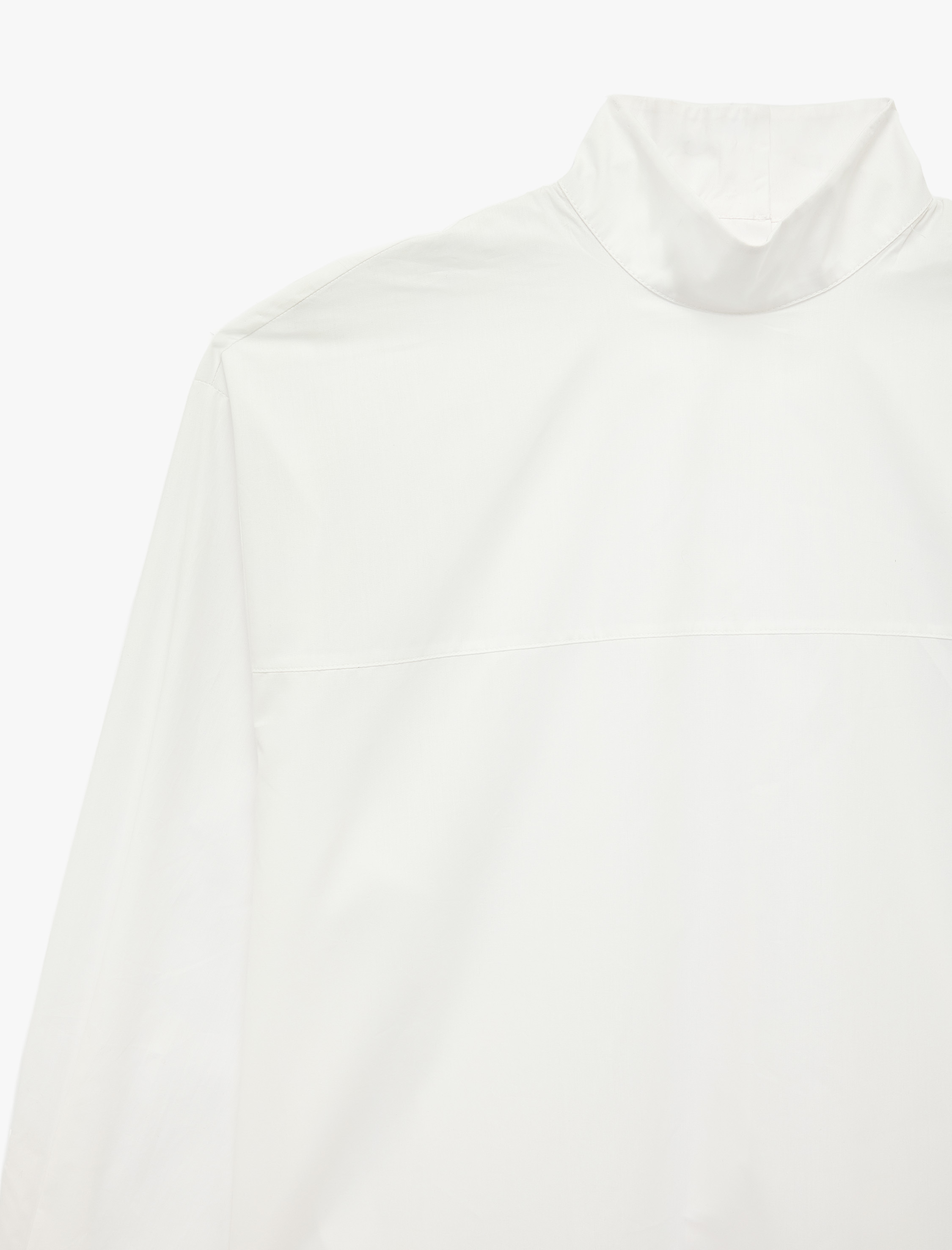   Pamuklu Dik Yaka Uzun Kollu Düğmeli Poplin Oversize Gömlek