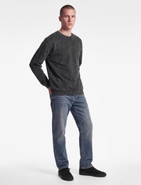 Uzun Kollu Üç İplik Şardonlu Bisiklet Yaka Yıkamalı Oversize Sweatshirt
