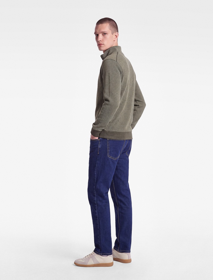  Üç İplik Şardonlu Cepli Uzun Kollu Fermuarlı Kapşonlu Sweatshirt