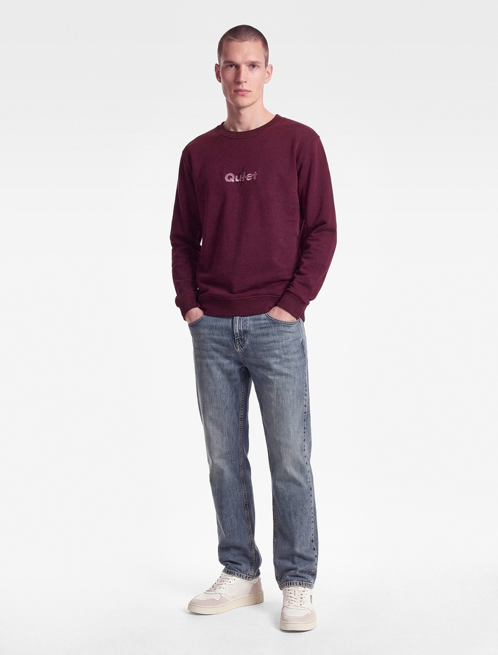  Uzun Kollu Şardonlu Bisiklet Yaka Baskılı Sweatshirt