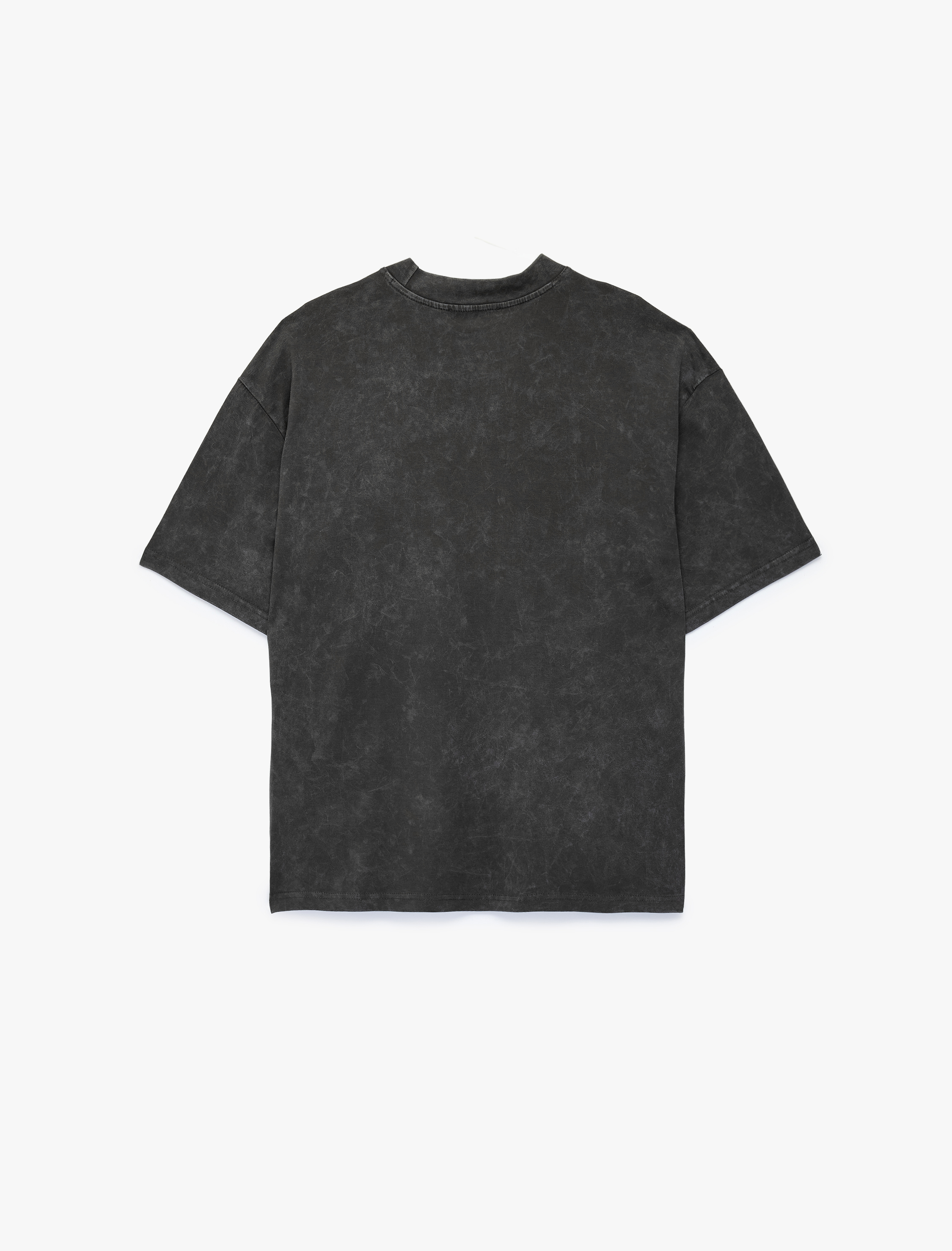   Pamuklu Kısa Kollu Bisiklet Yaka Yıkamalı Baskılı Slim Fit Tişört