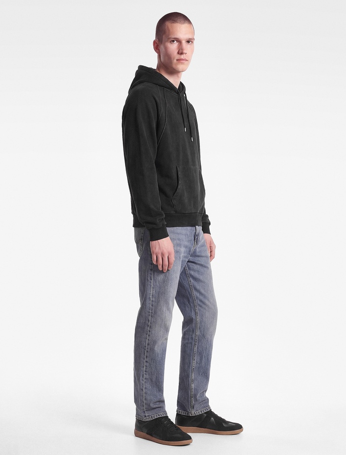  Üç İplik Şardonlu Rahat Kalıp Dikiş Detaylı Uzun Kollu Kapşonlu Sweatshirt
