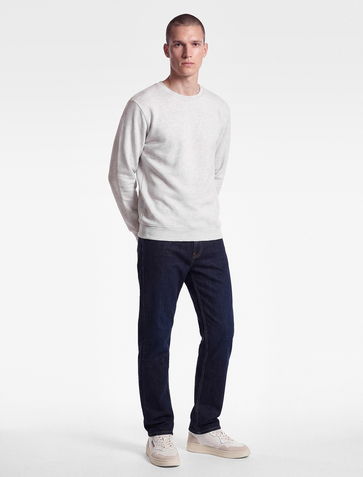  Pamuklu Uzun Kollu Şardonlu Bisiklet Yaka Erkek Basic Sweatshirt