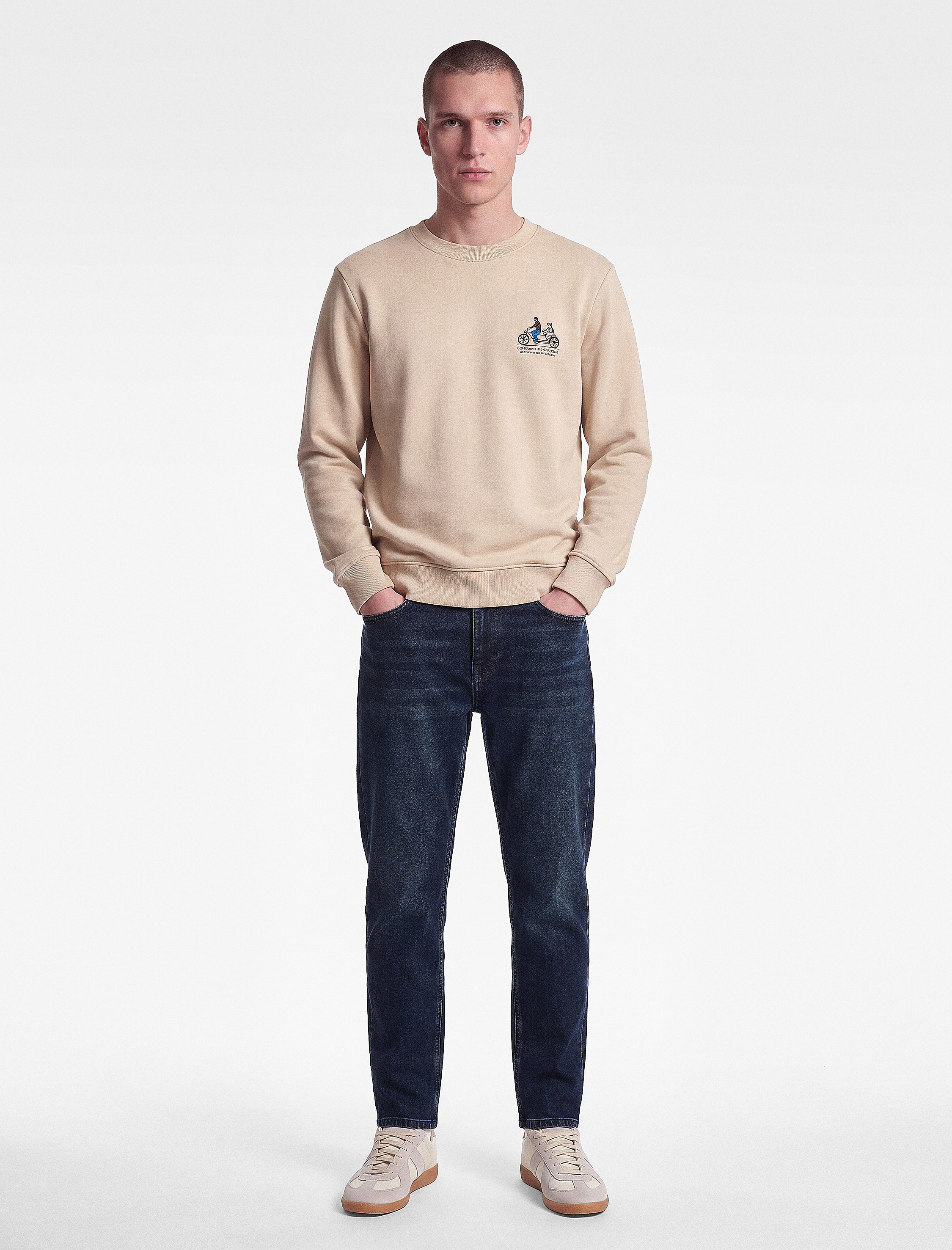   Uzun Kollu Üç İplik Şardonlu Bisiklet Yaka Baskılı Sweatshirt