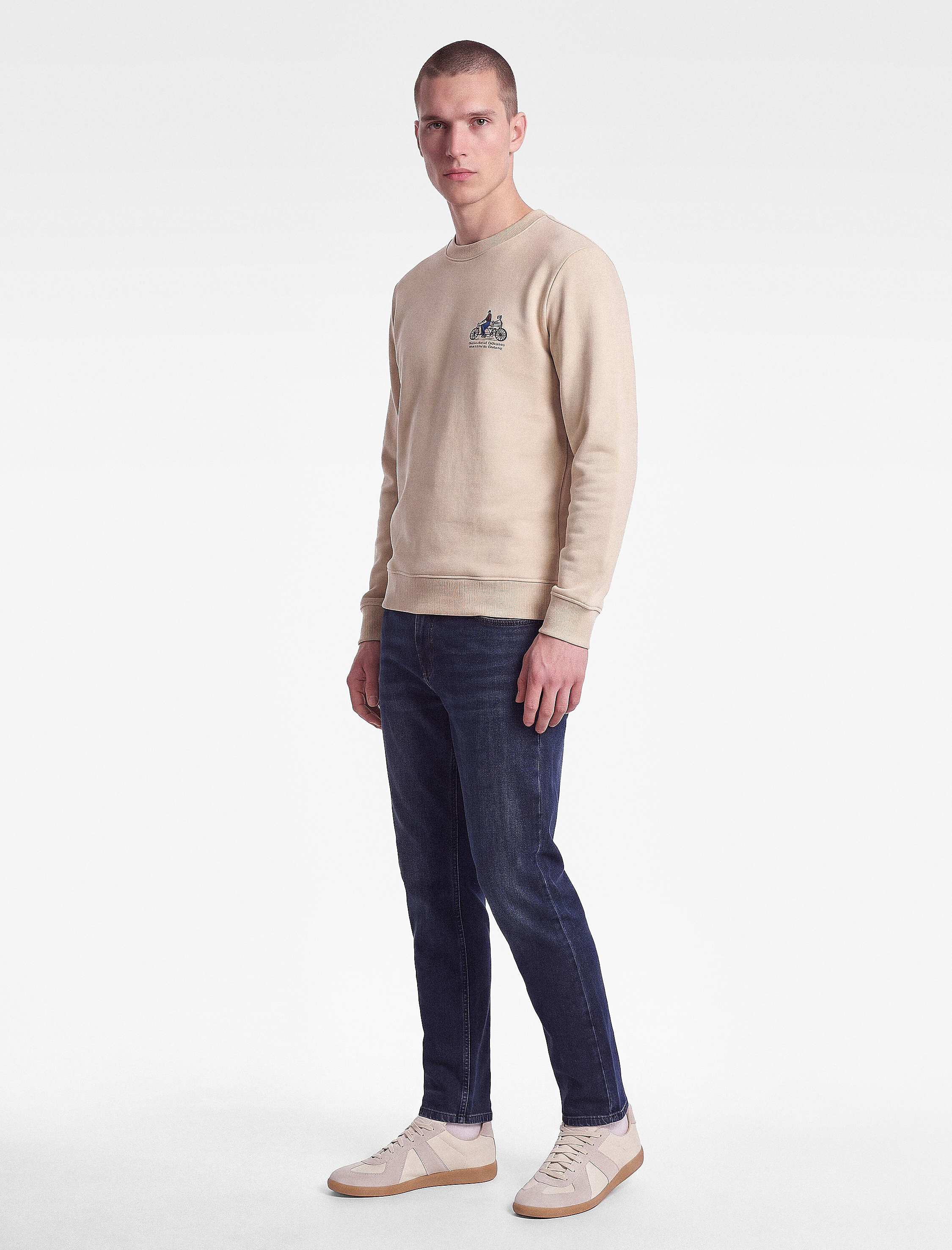   Uzun Kollu Üç İplik Şardonlu Bisiklet Yaka Baskılı Sweatshirt