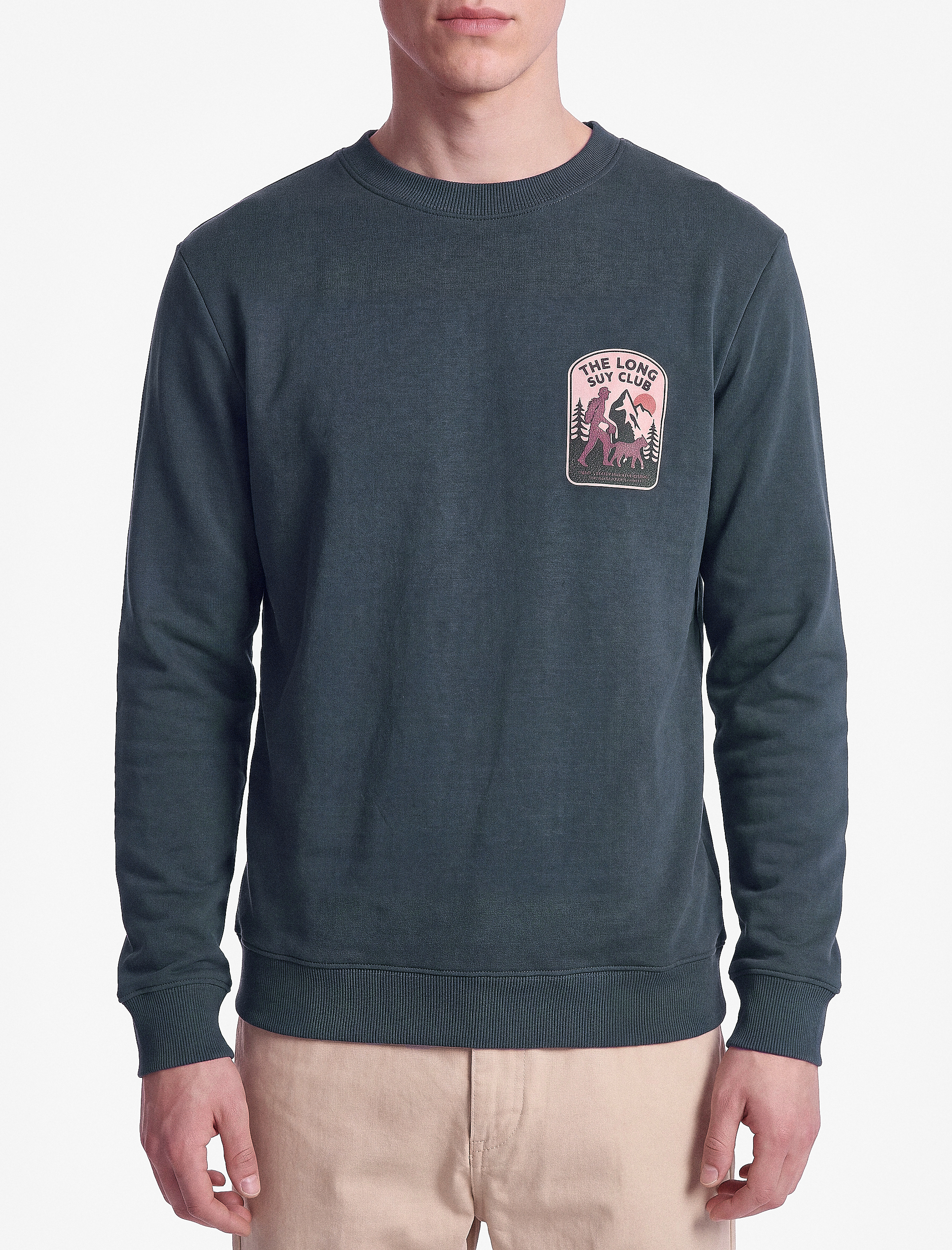   Regular Fit Üç İplik Şardonlu Uzun Kollu Bisiklet Yaka Baskılı Sweatshirt