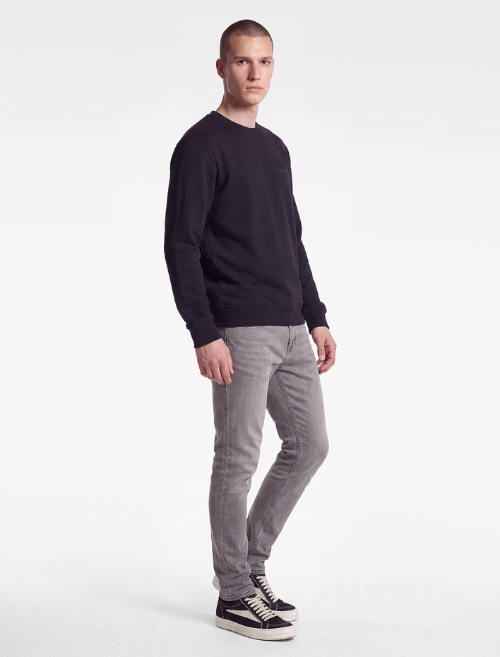  Üç İplik Şardonlu Bisiklet Yaka Uzun Kollu Baskılı Sweatshirt