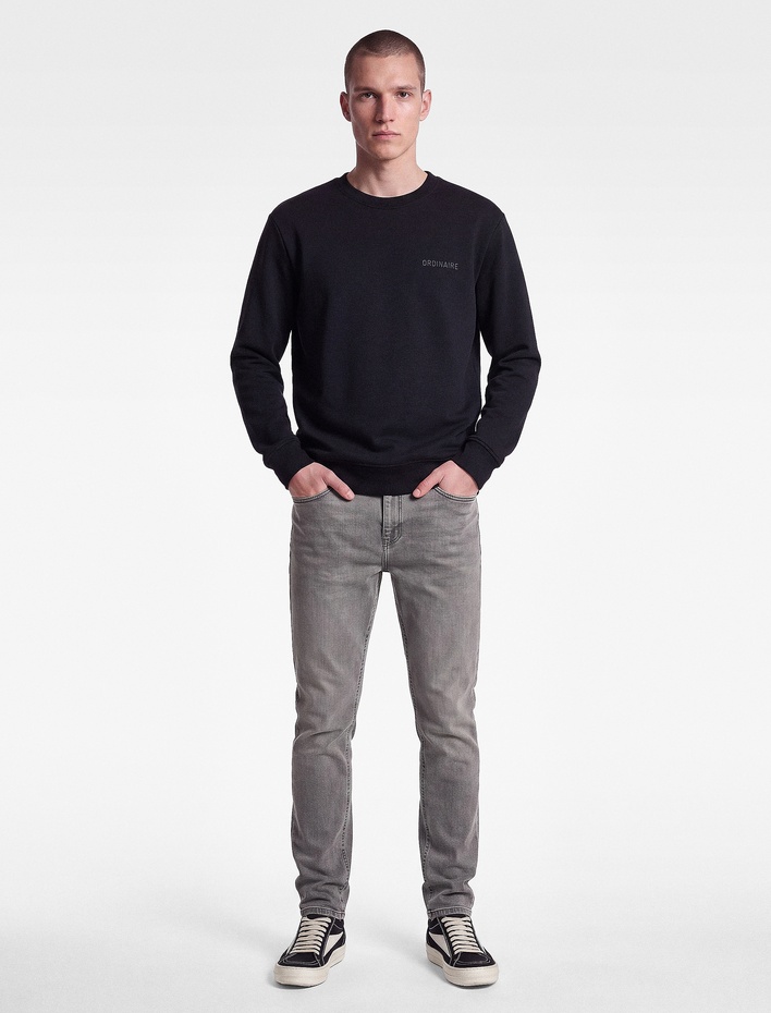  Üç İplik Şardonlu Bisiklet Yaka Uzun Kollu Baskılı Sweatshirt